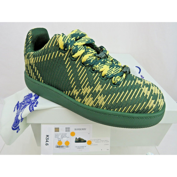 $ 1K NIB BURBERRY BOX GREEN CHECK CANVAS LOGO PLATFORM SNEAKERS 12 US 45 ITALY - Picture 12 of 12
